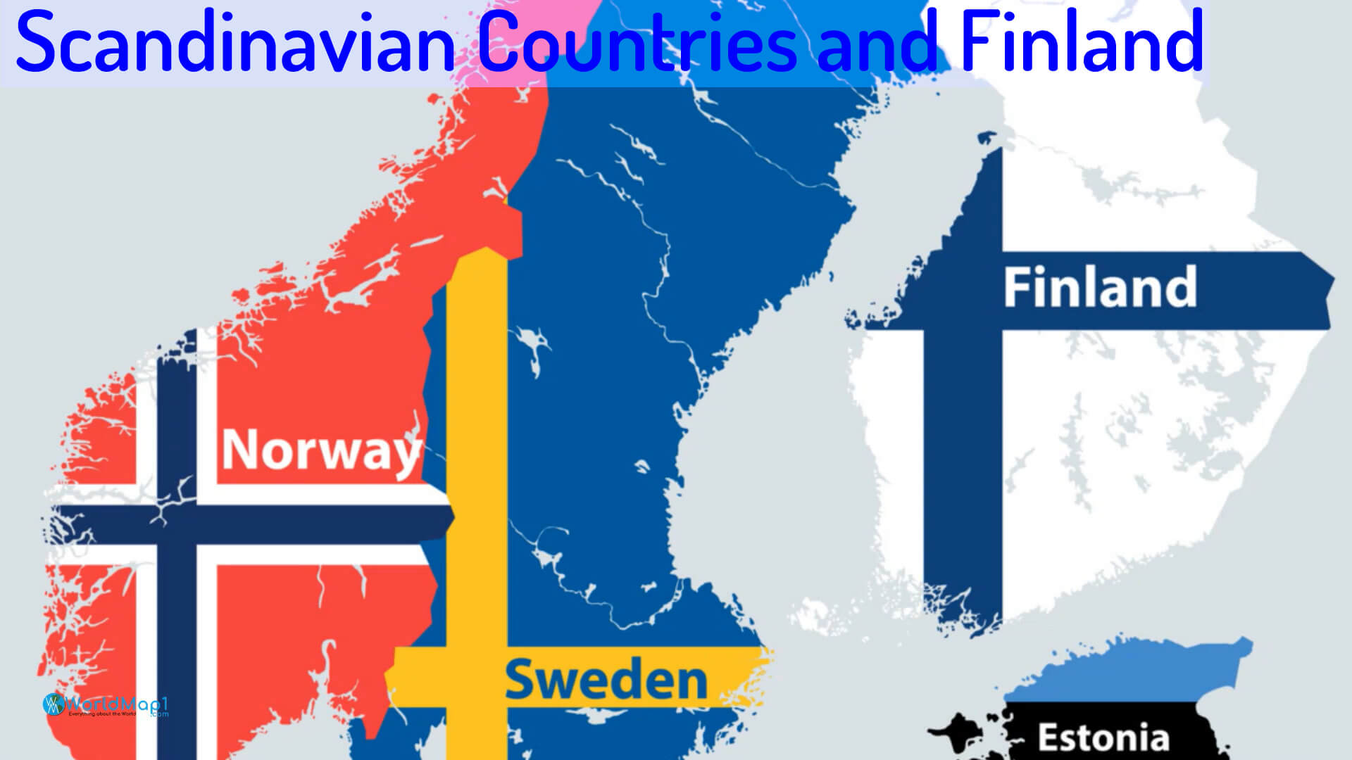 İskandinav Ülkeleri ve Finlandiya Haritası Bayraklı